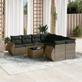 vidaXL 9-delige Loungeset met kussens poly rattan zwart