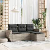 vidaXL 4-delige Loungeset met kussens poly rattan zwart