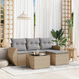 vidaXL 4-delige Loungeset met kussens poly rattan zwart