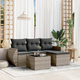 vidaXL 4-delige Loungeset met kussens poly rattan zwart