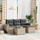 vidaXL 4-delige Loungeset met kussens poly rattan zwart