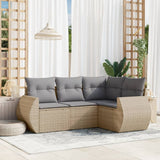 vidaXL 4-delige Loungeset met kussens poly rattan zwart