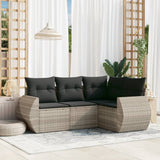 vidaXL 4-delige Loungeset met kussens poly rattan zwart