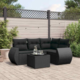 vidaXL 4-delige Loungeset met kussens poly rattan zwart