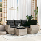 vidaXL 4-delige Loungeset met kussens poly rattan zwart