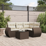 vidaXL 4-delige Loungeset met kussens poly rattan zwart