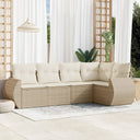 vidaXL 5-delige Loungeset met kussens poly rattan zwart