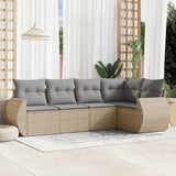 vidaXL 5-delige Loungeset met kussens poly rattan zwart