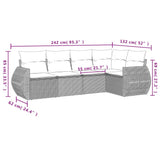 vidaXL 5-delige Loungeset met kussens poly rattan zwart