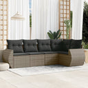 vidaXL 5-delige Loungeset met kussens poly rattan zwart