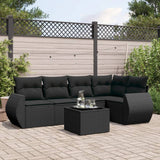 vidaXL 5-delige Loungeset met kussens poly rattan zwart