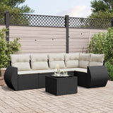 vidaXL 5-delige Loungeset met kussens poly rattan zwart