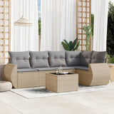 vidaXL 5-delige Loungeset met kussens poly rattan zwart