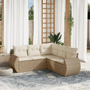 vidaXL 5-delige Loungeset met kussens poly rattan zwart