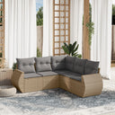 vidaXL 5-delige Loungeset met kussens poly rattan zwart
