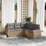 vidaXL 5-delige Loungeset met kussens poly rattan zwart