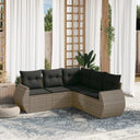 vidaXL 5-delige Loungeset met kussens poly rattan zwart