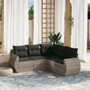 vidaXL 5-delige Loungeset met kussens poly rattan zwart