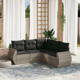 vidaXL 5-delige Loungeset met kussens poly rattan zwart