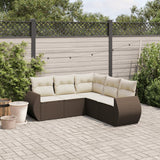 vidaXL 5-delige Loungeset met kussens poly rattan zwart