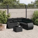 vidaXL 5-delige Loungeset met kussens poly rattan zwart