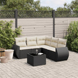vidaXL 5-delige Loungeset met kussens poly rattan zwart