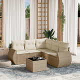 vidaXL 5-delige Loungeset met kussens poly rattan zwart