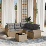 vidaXL 5-delige Loungeset met kussens poly rattan zwart