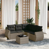 vidaXL 5-delige Loungeset met kussens poly rattan zwart