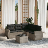 vidaXL 5-delige Loungeset met kussens poly rattan zwart