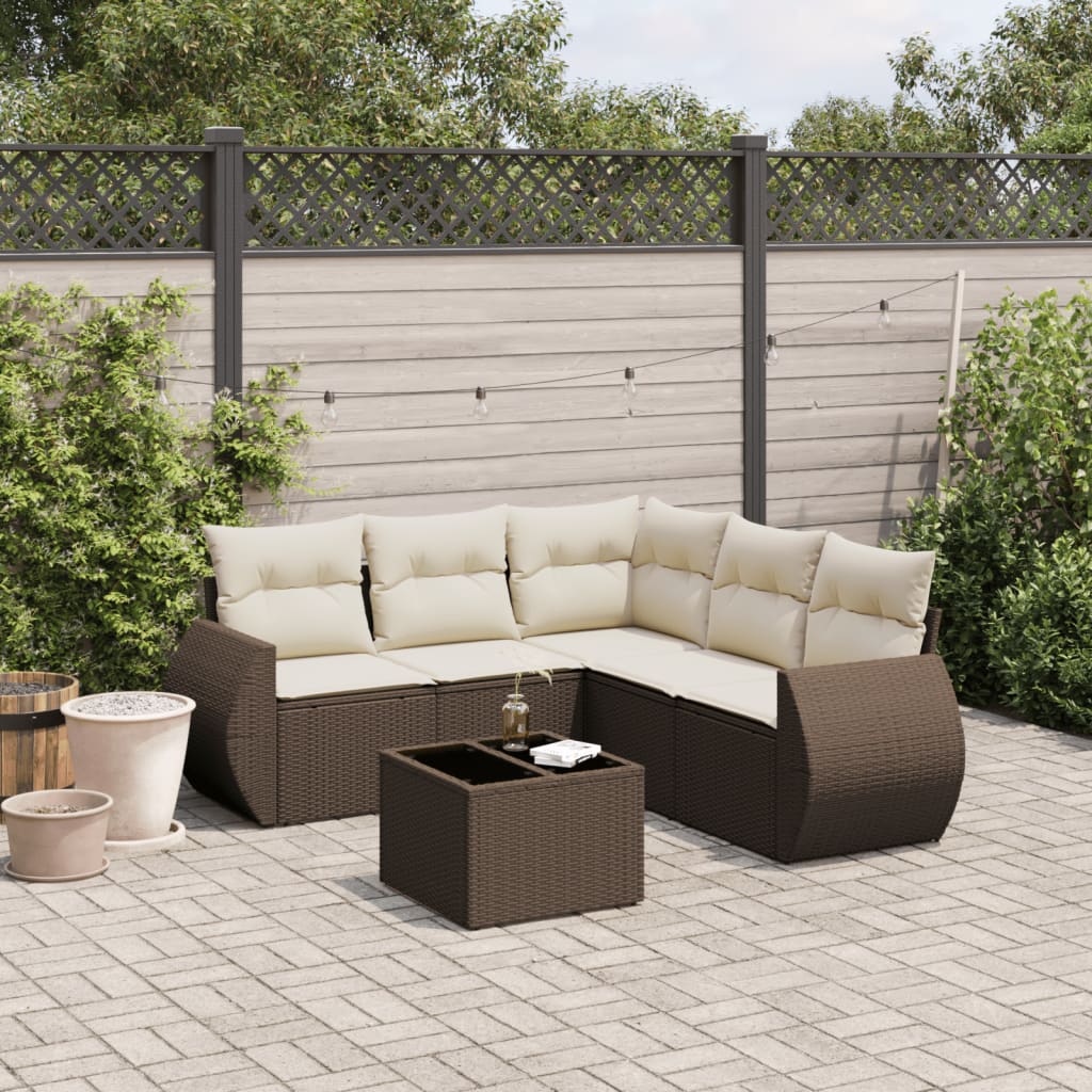 vidaXL 5-delige Loungeset met kussens poly rattan zwart