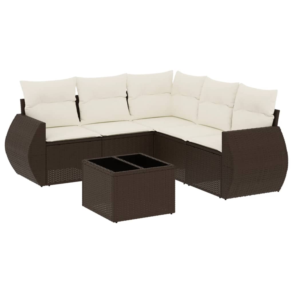 vidaXL 5-delige Loungeset met kussens poly rattan zwart