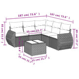 vidaXL 5-delige Loungeset met kussens poly rattan zwart