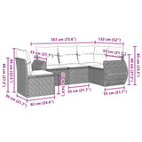 vidaXL 5-delige Loungeset met kussens poly rattan zwart
