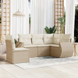vidaXL 5-delige Loungeset met kussens poly rattan zwart