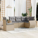 vidaXL 5-delige Loungeset met kussens poly rattan zwart