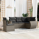 vidaXL 5-delige Loungeset met kussens poly rattan zwart
