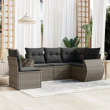 vidaXL 5-delige Loungeset met kussens poly rattan zwart