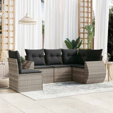 vidaXL 5-delige Loungeset met kussens poly rattan zwart