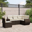 vidaXL 5-delige Loungeset met kussens poly rattan zwart