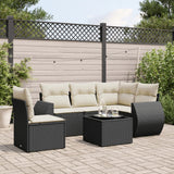 vidaXL 5-delige Loungeset met kussens poly rattan zwart
