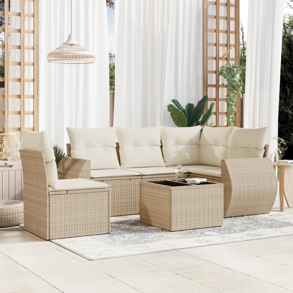 vidaXL 5-delige Loungeset met kussens poly rattan zwart