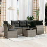 vidaXL 5-delige Loungeset met kussens poly rattan zwart