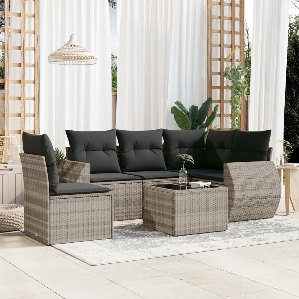 vidaXL 5-delige Loungeset met kussens poly rattan zwart