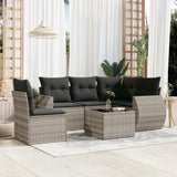 vidaXL 5-delige Loungeset met kussens poly rattan zwart