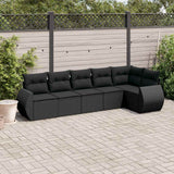 vidaXL 6-piece Lounge Set with Cushions Poly Rattan Black