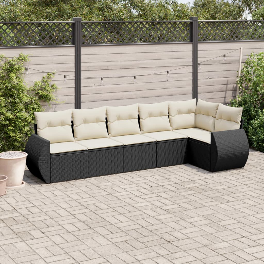 vidaXL 6-piece Lounge Set with Cushions Poly Rattan Black