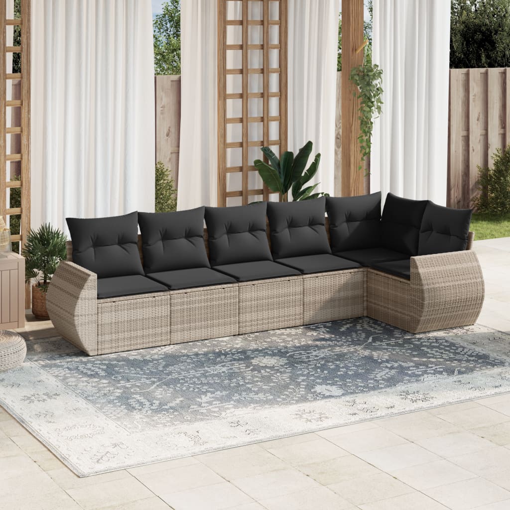 vidaXL 6-piece Lounge Set with Cushions Poly Rattan Black