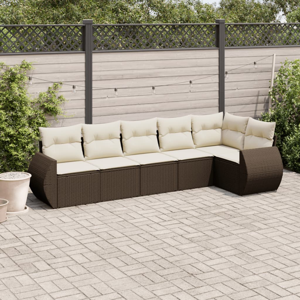 vidaXL 6-piece Lounge Set with Cushions Poly Rattan Black