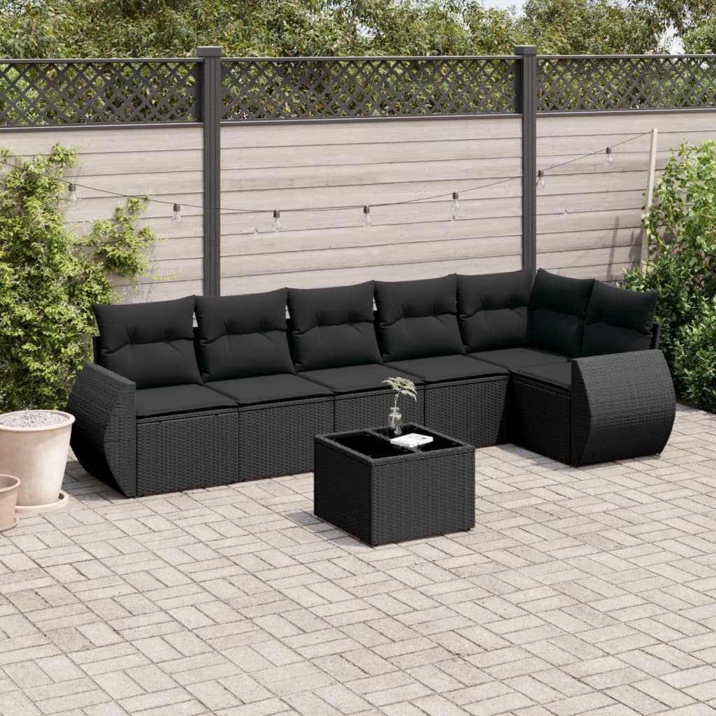 vidaXL 6-piece Lounge Set with Cushions Poly Rattan Black